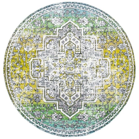 Safavieh Skyler Power Loomed Round Rug; Green & Ivory - 6 ft. 7 in. x 6 ft. 7 in. SKY101Y-6R